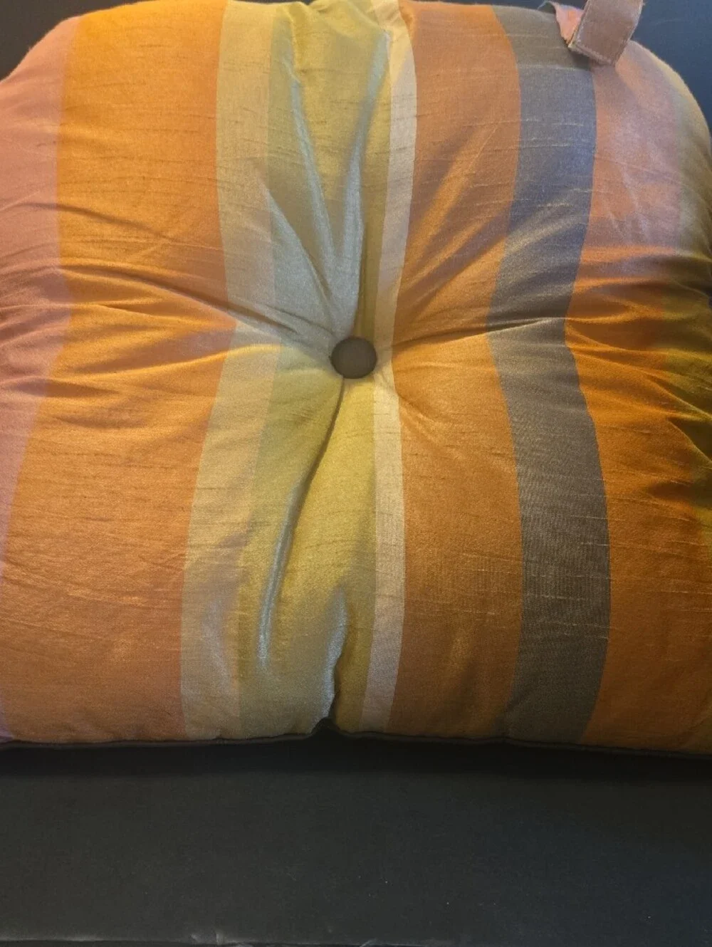 Pier 1 Embroidered Floral Accent Pillow in Gold and Orange. 100% Dupioni Silk.